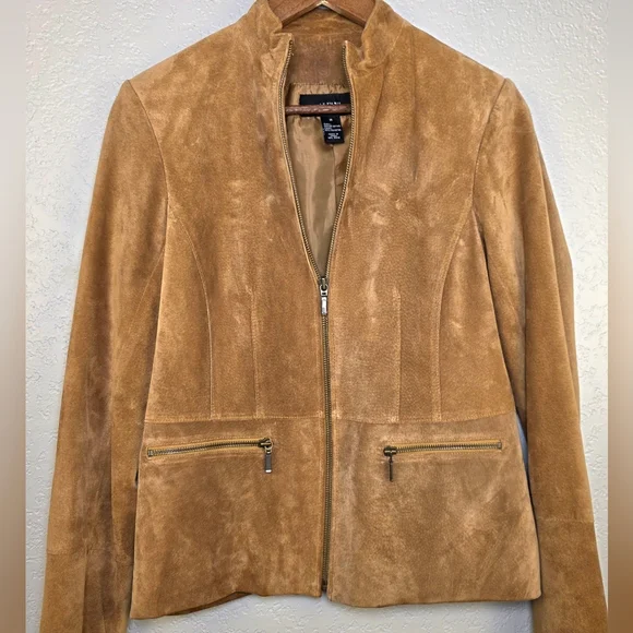 Alfani Women's Brown Suede Leather Zip-Up Jacket – Boho Classic Chic - Size M - Picture 1 of 15